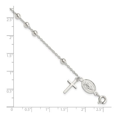 Sterling Silver Beaded Rosary Bracelet – view 4