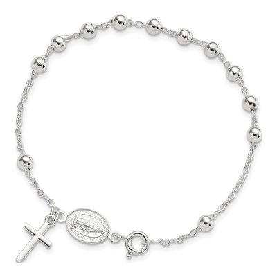 Sterling Silver Beaded Rosary Bracelet – view 5