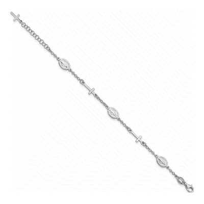 Sterling Silver Cross Miraculous Medal Bracelet – view 3