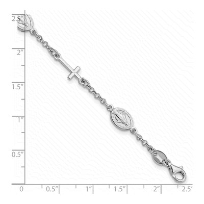 Sterling Silver Cross Miraculous Medal Bracelet – view 4