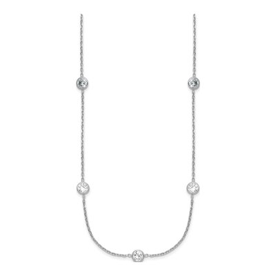 Sterling Silver CZ 11-Station Necklace – view 3
