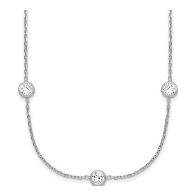 Sterling Silver CZ 11-Station Necklace