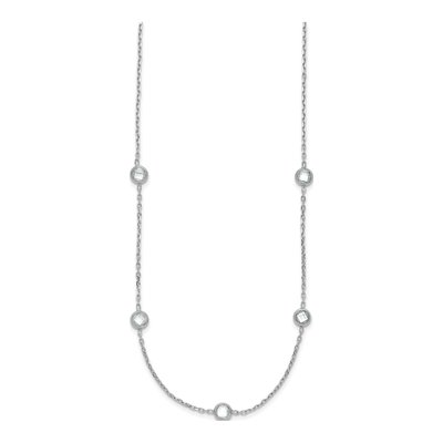 Sterling Silver CZ 16-Station Necklace – view 3