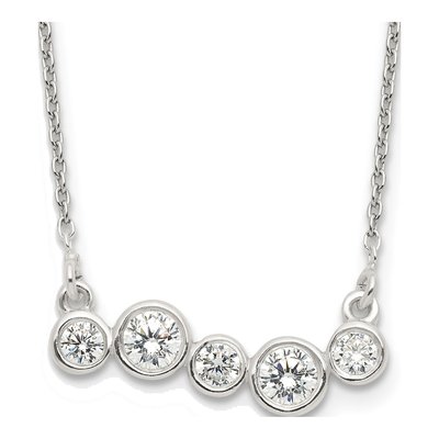 Sterling Silver CZ Bar Necklace