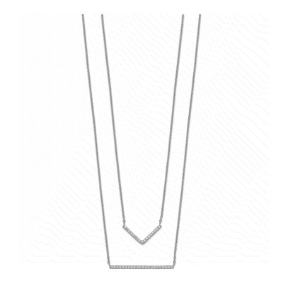 Sterling Silver CZ Double Bar Necklace – view 3