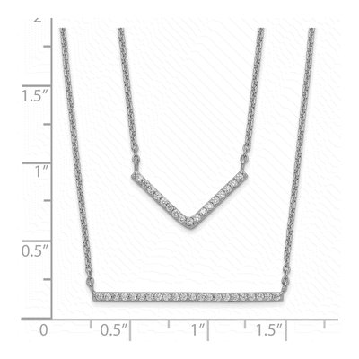 Sterling Silver CZ Double Bar Necklace – view 5
