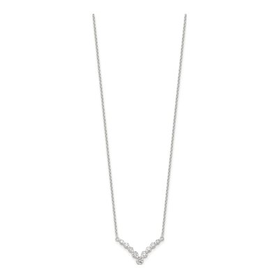 Sterling Silver CZ Fancy V-Bar Necklace – view 3