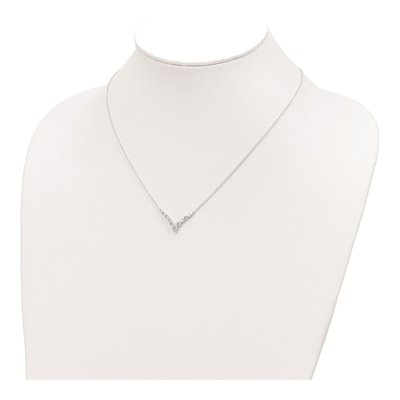 Sterling Silver CZ Fancy V-Bar Necklace – view 4