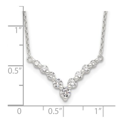 Sterling Silver CZ Fancy V-Bar Necklace – view 5
