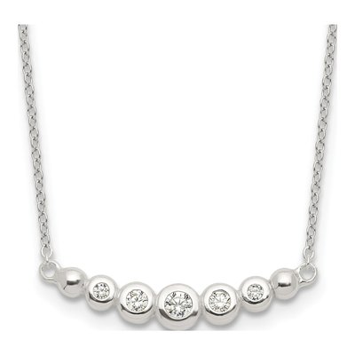 Sterling Silver CZ Graduated Bar Necklace