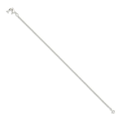 Sterling Silver 3-D Dolphin Anklet – view 3
