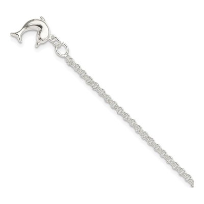 Sterling Silver 3-D Dolphin Anklet