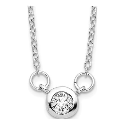 Sterling Silver CZ Bezel Necklace