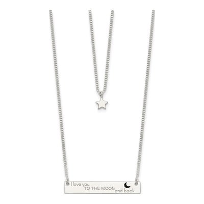 Sterling Silver 'to Moon Back' Bar Pendant Necklace – view 3