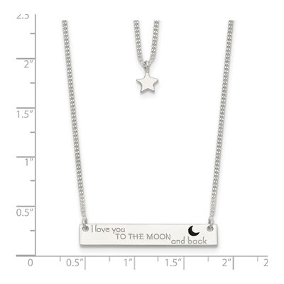 Sterling Silver 'to Moon Back' Bar Pendant Necklace – view 5