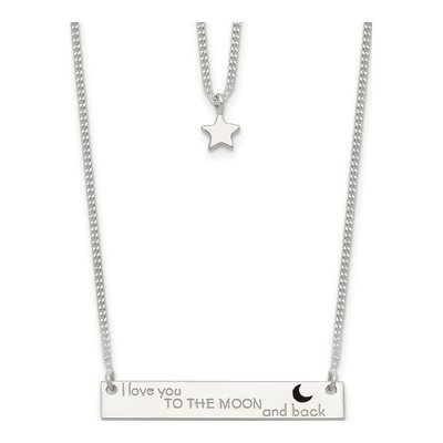 Sterling Silver 'to Moon Back' Bar Pendant Necklace