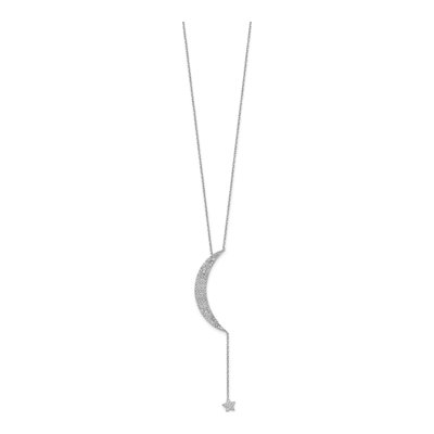 Sterling Silver CZ Moon Star Pendant Necklace – view 3