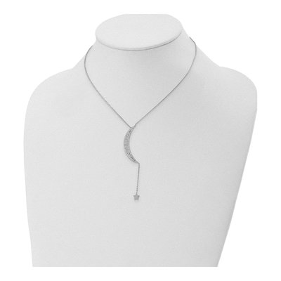 Sterling Silver CZ Moon Star Pendant Necklace – view 4