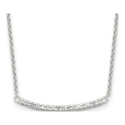 Sterling Silver CZ Curved Bar Necklace