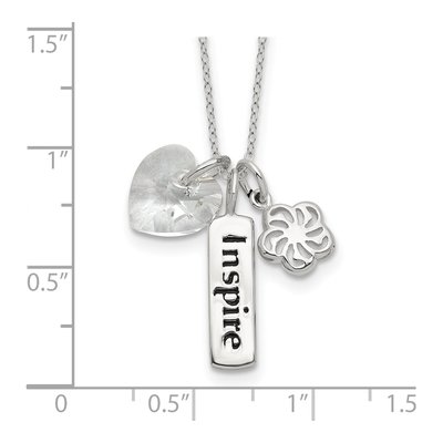 Sterling Silver Crystal Inspire Heart Pendant Necklace – view 5