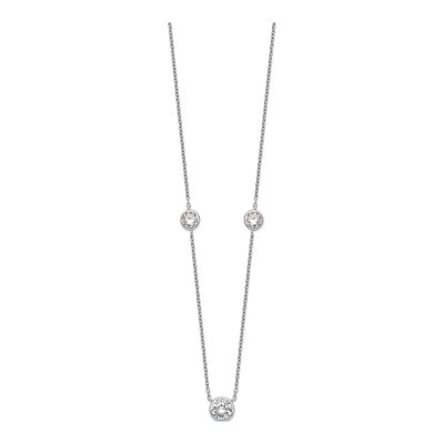 Sterling Silver CZ 3-Station Necklace – view 3