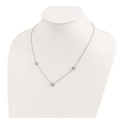 Sterling Silver CZ 3-Station Necklace – view 4