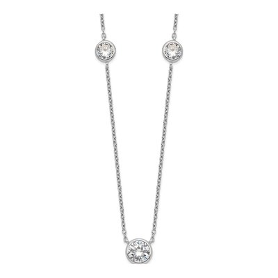 Sterling Silver CZ 3-Station Necklace