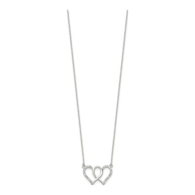 Sterling Silver CZ Double Hearts Pendant Necklace – view 3