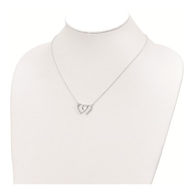 Sterling Silver CZ Double Hearts Pendant Necklace – view 4