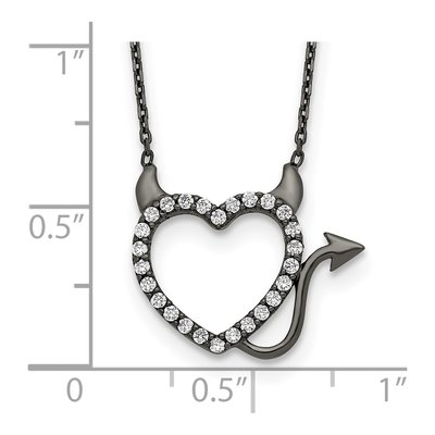 Sterling Silver CZ Devil Heart Pendant Necklace – view 5