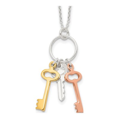 Sterling Silver Keys Pendant Necklace