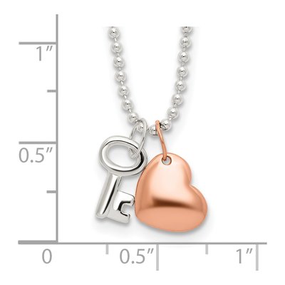 Sterling Silver Heart Key Pendant Necklace – view 5