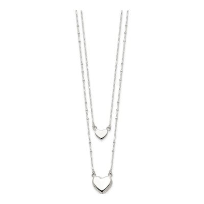 Sterling Silver 2-Strand Heart Pendant Necklace – view 3