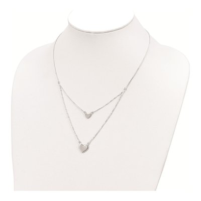 Sterling Silver 2-Strand Heart Pendant Necklace – view 4