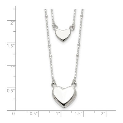 Sterling Silver 2-Strand Heart Pendant Necklace – view 5