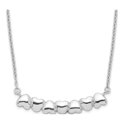 Sterling Silver Heart Bar Pendant Necklace