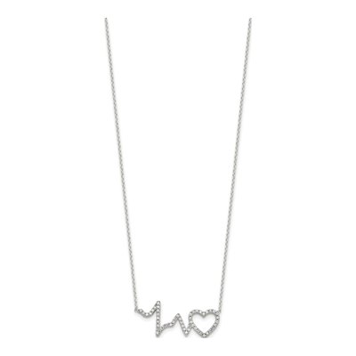 Sterling Silver CZ Heartbeat Pendant Necklace – view 3