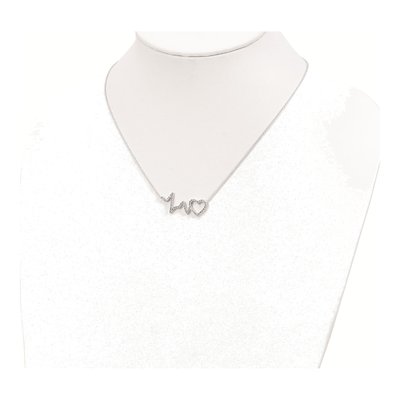 Sterling Silver CZ Heartbeat Pendant Necklace – view 4