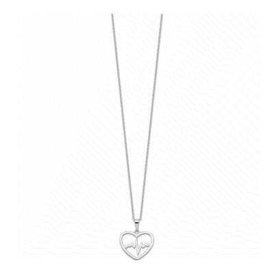 Sterling Silver Heartbeat Heart Pendant Necklace – view 3