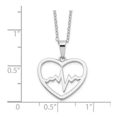 Sterling Silver Heartbeat Heart Pendant Necklace – view 5