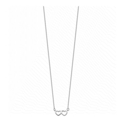 Sterling Silver Double Heart Pendant Necklace – view 3