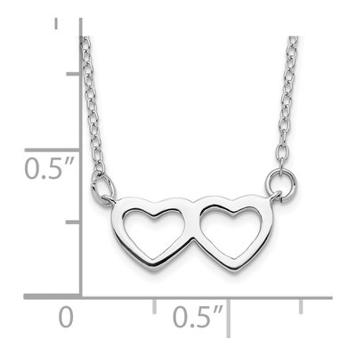Sterling Silver Double Heart Pendant Necklace – view 6