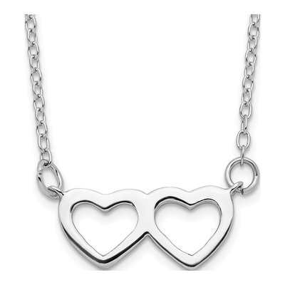 Sterling Silver Double Heart Pendant Necklace