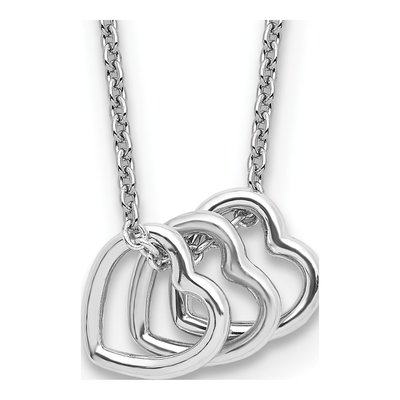 Sterling Silver Hearts Pendant Necklace