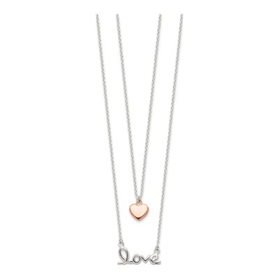 Rose Gold-Plated Sterling Silver LOVE Heart Pendant Necklace – view 3