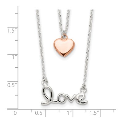 Rose Gold-Plated Sterling Silver LOVE Heart Pendant Necklace – view 5