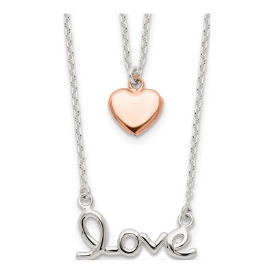 Rose Gold-Plated Sterling Silver LOVE Heart Pendant Necklace