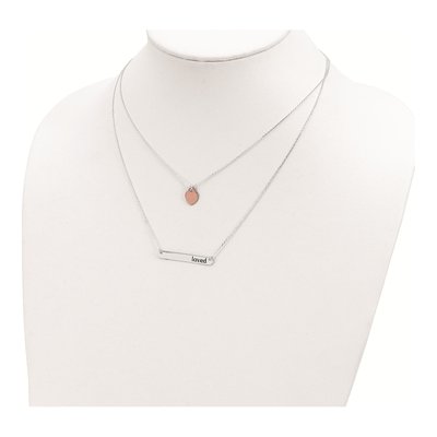 Rose Gold-Plated Sterling Silver Loved Heart Bar Pendant Necklace – view 4