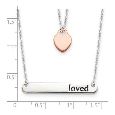 Rose Gold-Plated Sterling Silver Loved Heart Bar Pendant Necklace – view 5