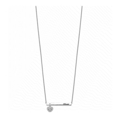 Sterling Silver CZ LOVE Bar Heart Pendant Necklace – view 3